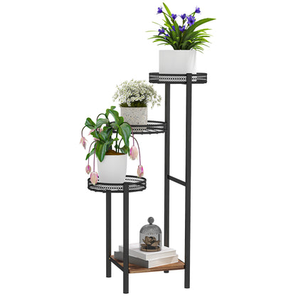 4-Tier Plant Stand Corner Plant Shelf Steel Plant Stand for Pots Indoor and Outdoor 25x25x80 cm Black