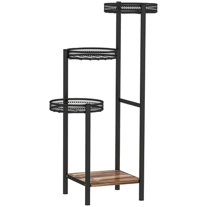 4-Tier Plant Stand Corner Plant Shelf Steel Plant Stand for Pots Indoor and Outdoor 25x25x80 cm Black