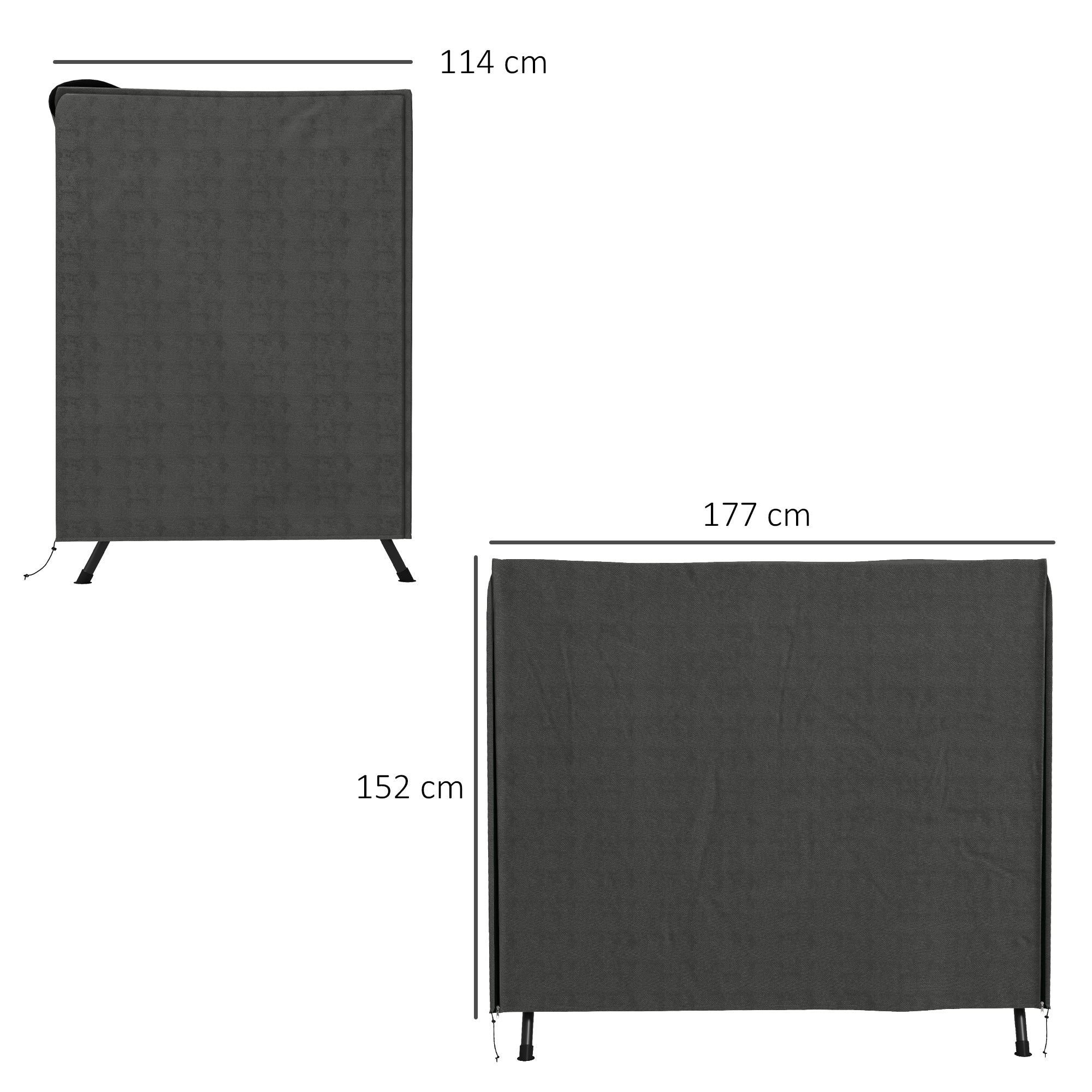 Hollywood Swing Cover 3 Seater, Water Repellent Winterproof Protective Cover for Garden Swing, UV Resistant Tarpaulin, Cover, Tear-Resistant 420D Oxford Fabric, 177x114x152cm Dark Gray