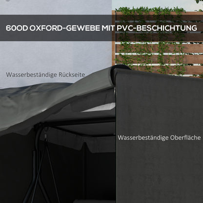 Hollywood Swing Cover 3 Seater, Water Repellent Winterproof Protective Cover for Garden Swing, UV Resistant Tarpaulin, Cover, Tear-Resistant 420D Oxford Fabric, 177x114x152cm Dark Gray