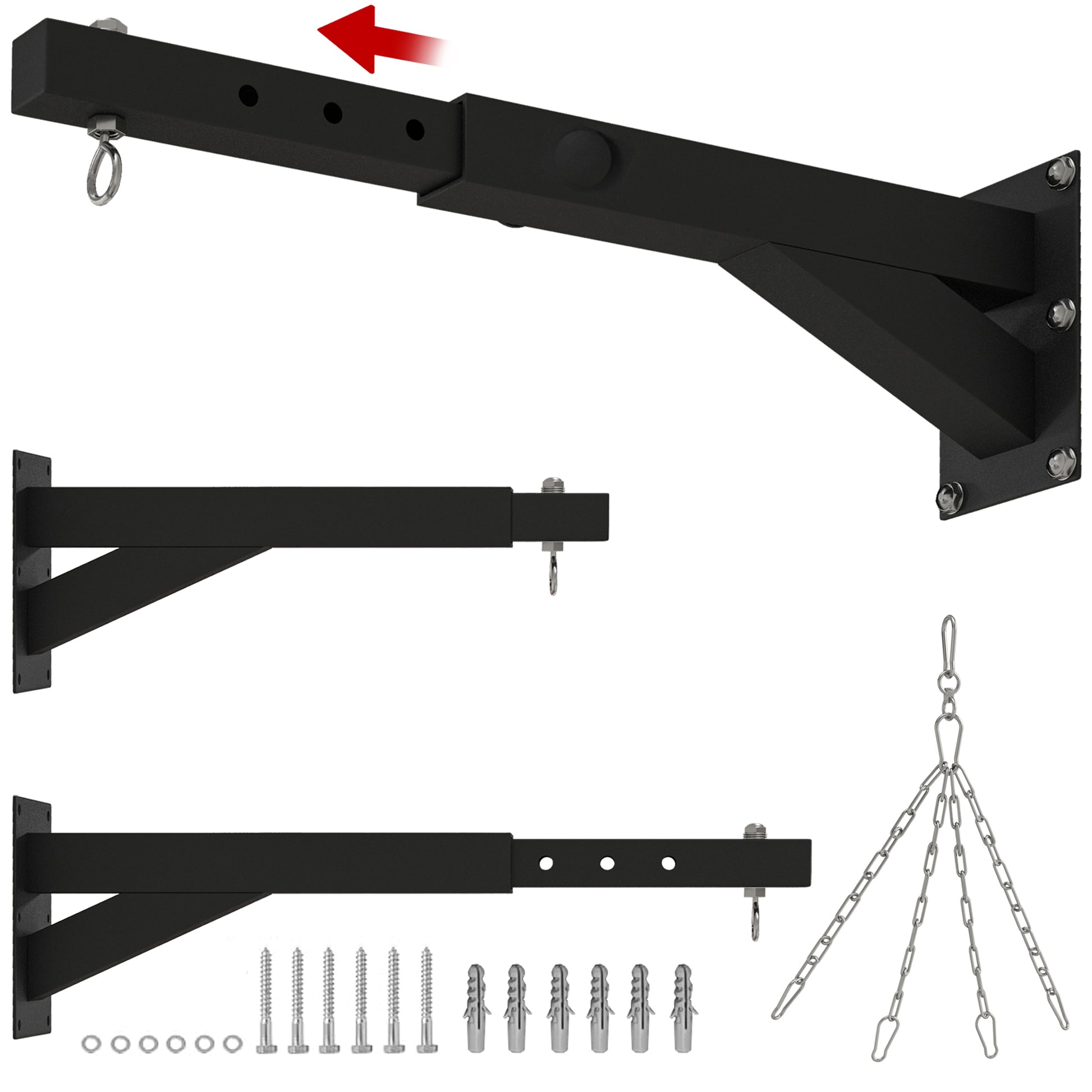 SPORTNOW Punching Bag Wall Mount Stand, Adjustable Punching Bag Holder for Heavy Bag, Speed Ball, Steel, Black