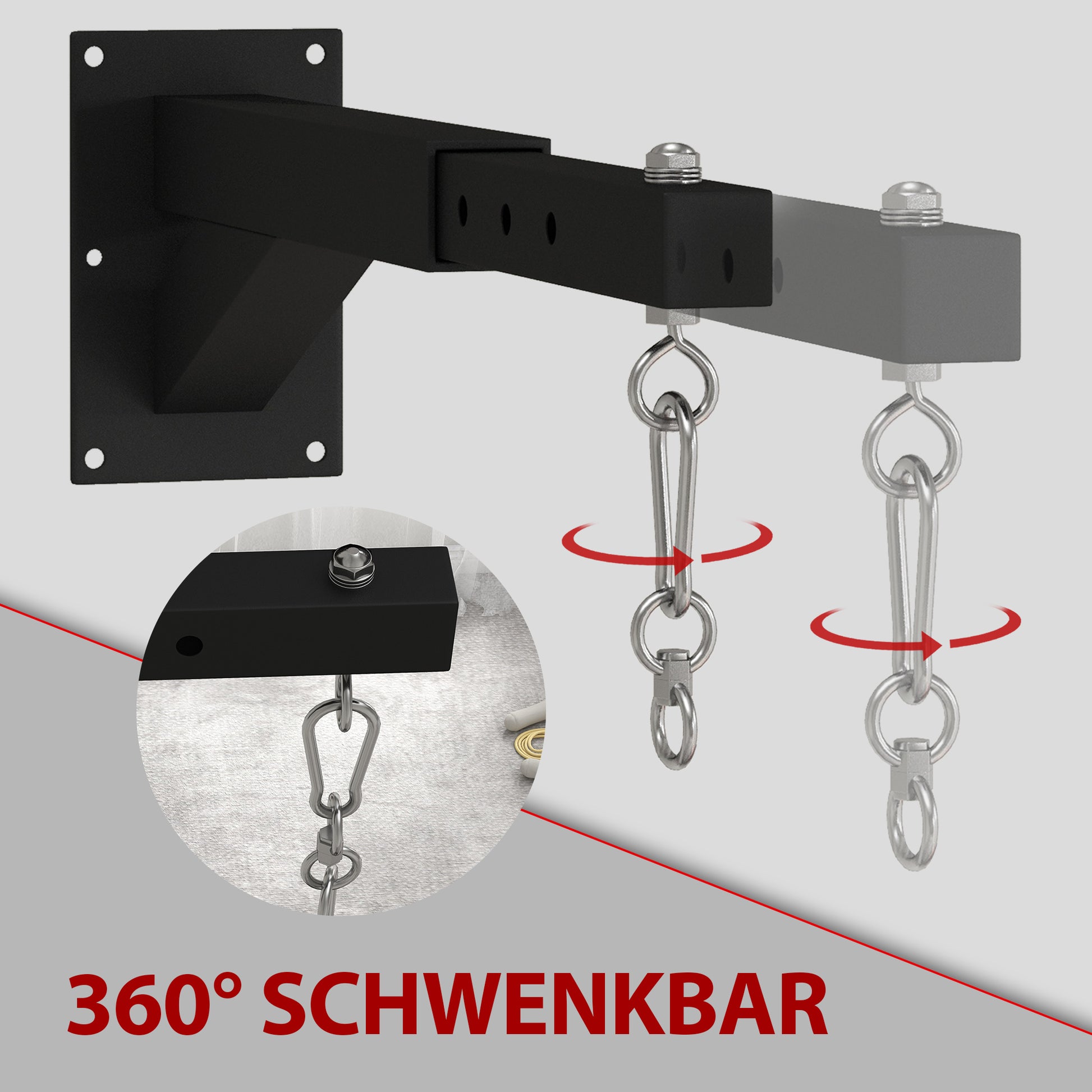 SPORTNOW Punching Bag Wall Mount Stand, Adjustable Punching Bag Holder for Heavy Bag, Speed Ball, Steel, Black