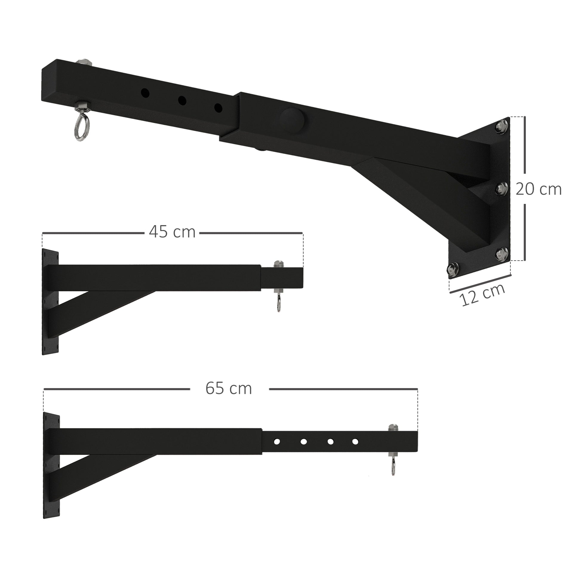 SPORTNOW Punching Bag Wall Mount Stand, Adjustable Punching Bag Holder for Heavy Bag, Speed Ball, Steel, Black