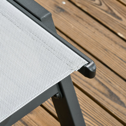 Aluminum and Textilene Sun Lounger with Wheels and Adjustable Multi-Position Backrest Light Gray