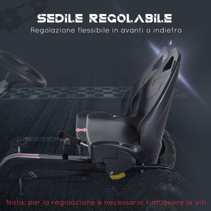 Pedal Go Kart for Kids 3-6 Years with Adjustable Seat, Brake, and Clutch, Go Kart with Anti-Slip Wheels, 101.5x65.5x59.5 cm, White and Black