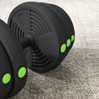 SPORTNOW 30kg Dumbbell Kit 2 in 1 Weight Set with Barbell Anti-Slip Handle Adjustable Dumbbells for Strength Training at Home Gym Office Black and Green