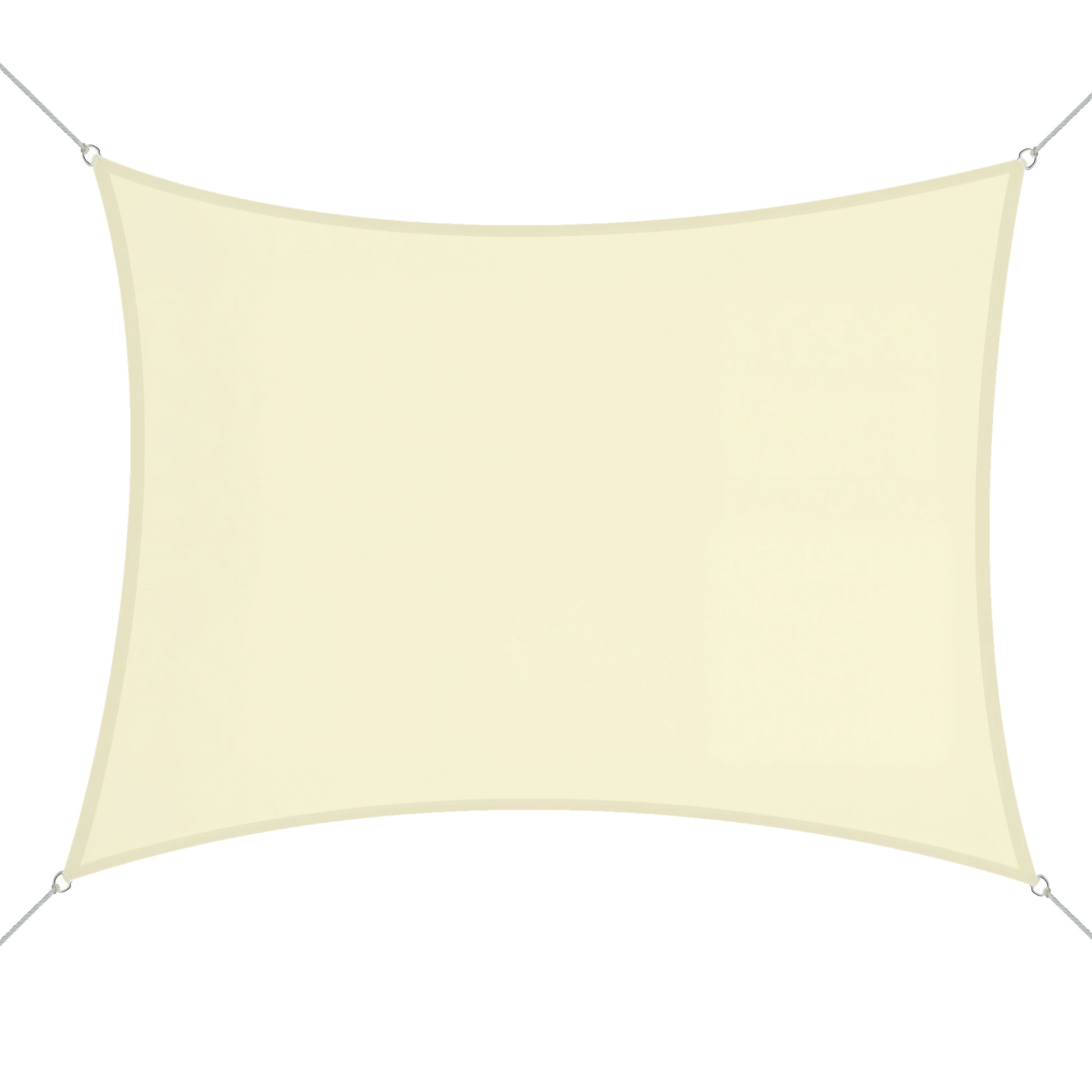 Rectangular Sail Awning 3x4m Sun Shade Sail for Terrace Garden Camping Water Resistant UV Protection Polyester Cream