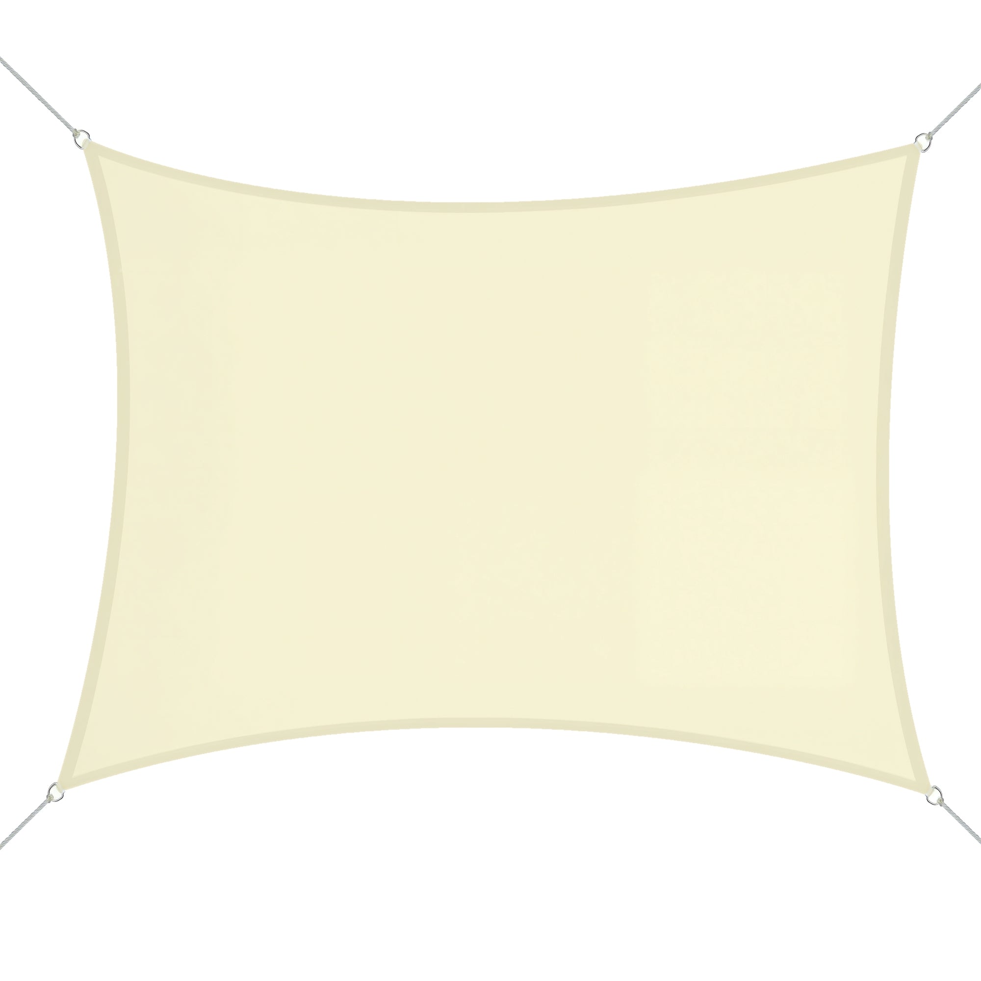 Rectangular Sail Awning 3x4m Sun Shade Sail for Terrace Garden Camping Water Resistant UV Protection Polyester Cream