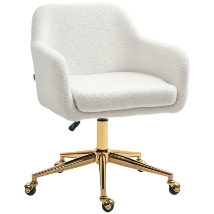 Office Chair, Height Adjustable Desk Chair, Relaxing Chair with Steel Frame, Swivel Chair with Velvet Look, for Office, Study Room, Cream White