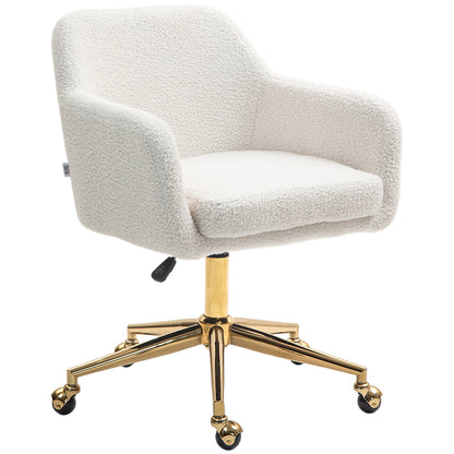 Office Chair, Height Adjustable Desk Chair, Relaxing Chair with Steel Frame, Swivel Chair with Velvet Look, for Office, Study Room, Cream White