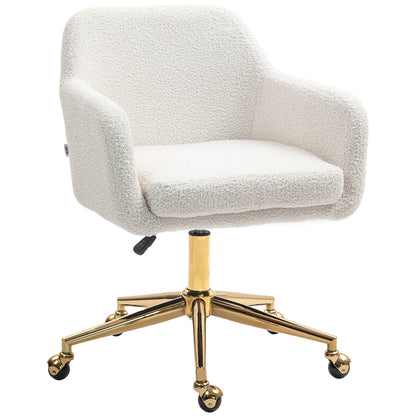 Office Chair, Height Adjustable Desk Chair, Relaxing Chair with Steel Frame, Swivel Chair with Velvet Look, for Office, Study Room, Cream White