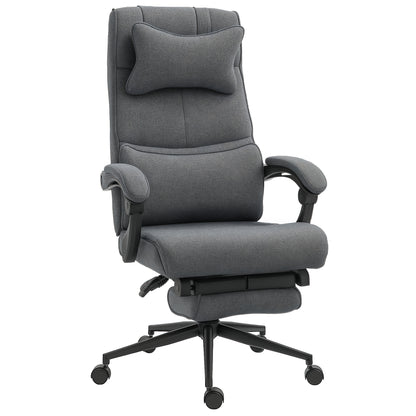 Ergonomic and Padded Office Chair with Adjustable Height, Study Chair with Armrests, Headrest, Footrest, and 5 Wheels, 66x69x115-123cm, Grey