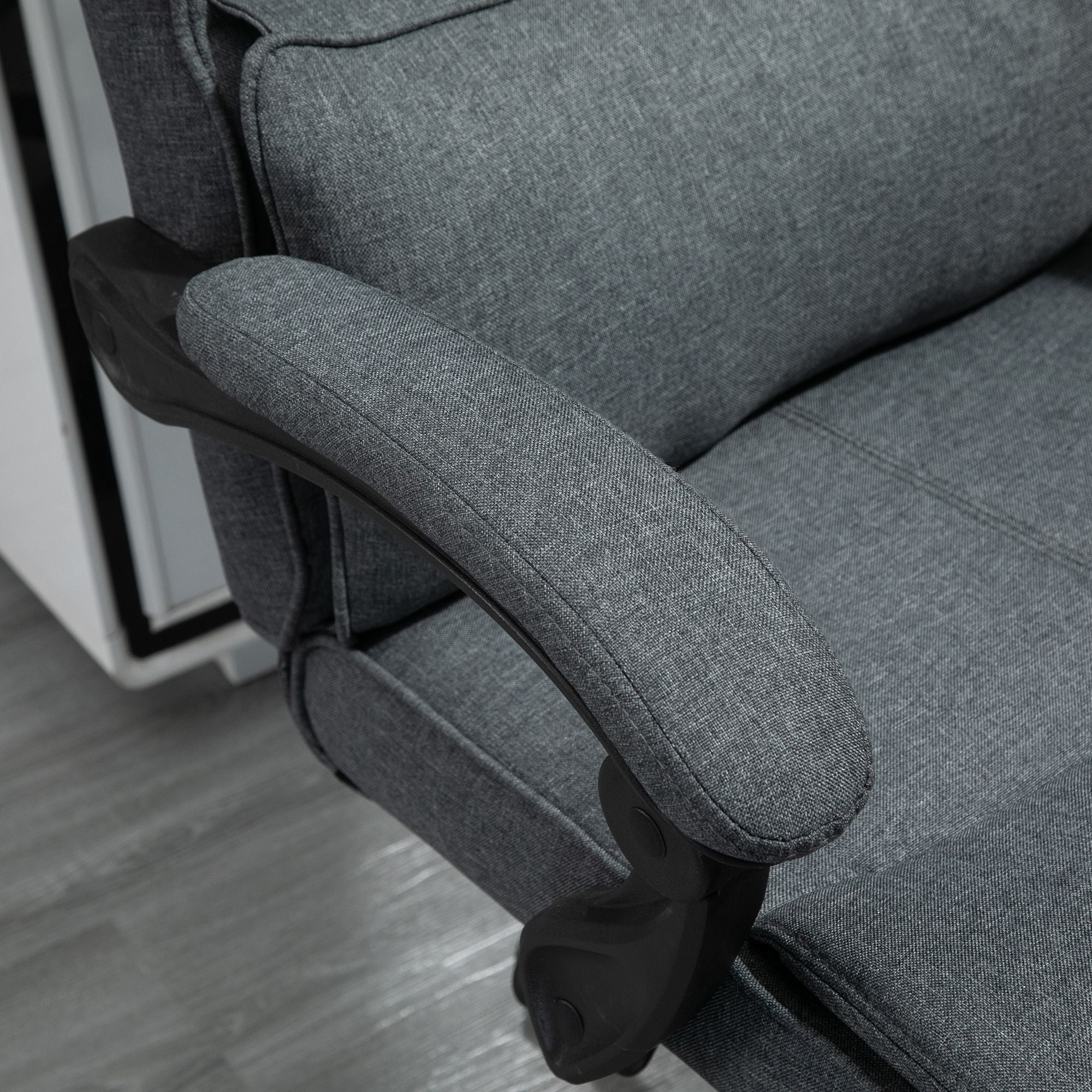 Ergonomic and Padded Office Chair with Adjustable Height, Study Chair with Armrests, Headrest, Footrest, and 5 Wheels, 66x69x115-123cm, Grey
