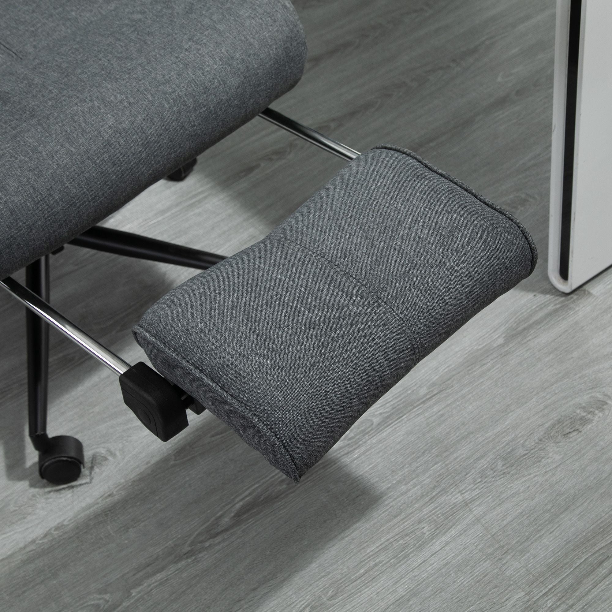 Ergonomic and Padded Office Chair with Adjustable Height, Study Chair with Armrests, Headrest, Footrest, and 5 Wheels, 66x69x115-123cm, Grey