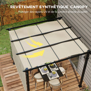 Pergola with 3 Sliding Canopies 3 x 3 m Steel Frame High Density Polyester Beige Fabric