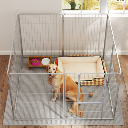 Puppy Playpen 8-Panel Dog Playpen with 8 Grid Panels Door Ground Stakes Flexible Protective Cover Playpen 100cm High Dog Pen Playpen For Dog Cat Puppy Outdoor Playpen