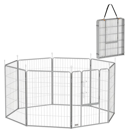 Puppy Playpen 8-Panel Dog Playpen with 8 Grid Panels Door Ground Stakes Flexible Protective Cover Playpen 100cm High Dog Pen Playpen For Dog Cat Puppy Outdoor Playpen