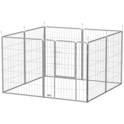 Puppy Playpen 8-Panel Dog Playpen with 8 Grid Panels Door Ground Stakes Flexible Protective Cover Playpen 100cm High Dog Pen Playpen For Dog Cat Puppy Outdoor Playpen