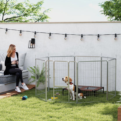 Puppy Playpen 8-Panel Dog Playpen with 8 Grid Panels Door Ground Stakes Flexible Protective Cover Playpen 100cm High Dog Pen Playpen For Dog Cat Puppy Outdoor Playpen