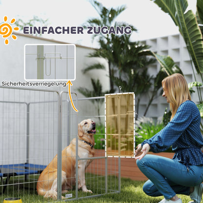 Puppy Playpen 8-Panel Dog Playpen with 8 Grid Panels Door Ground Stakes Flexible Protective Cover Playpen 100cm High Dog Pen Playpen For Dog Cat Puppy Outdoor Playpen