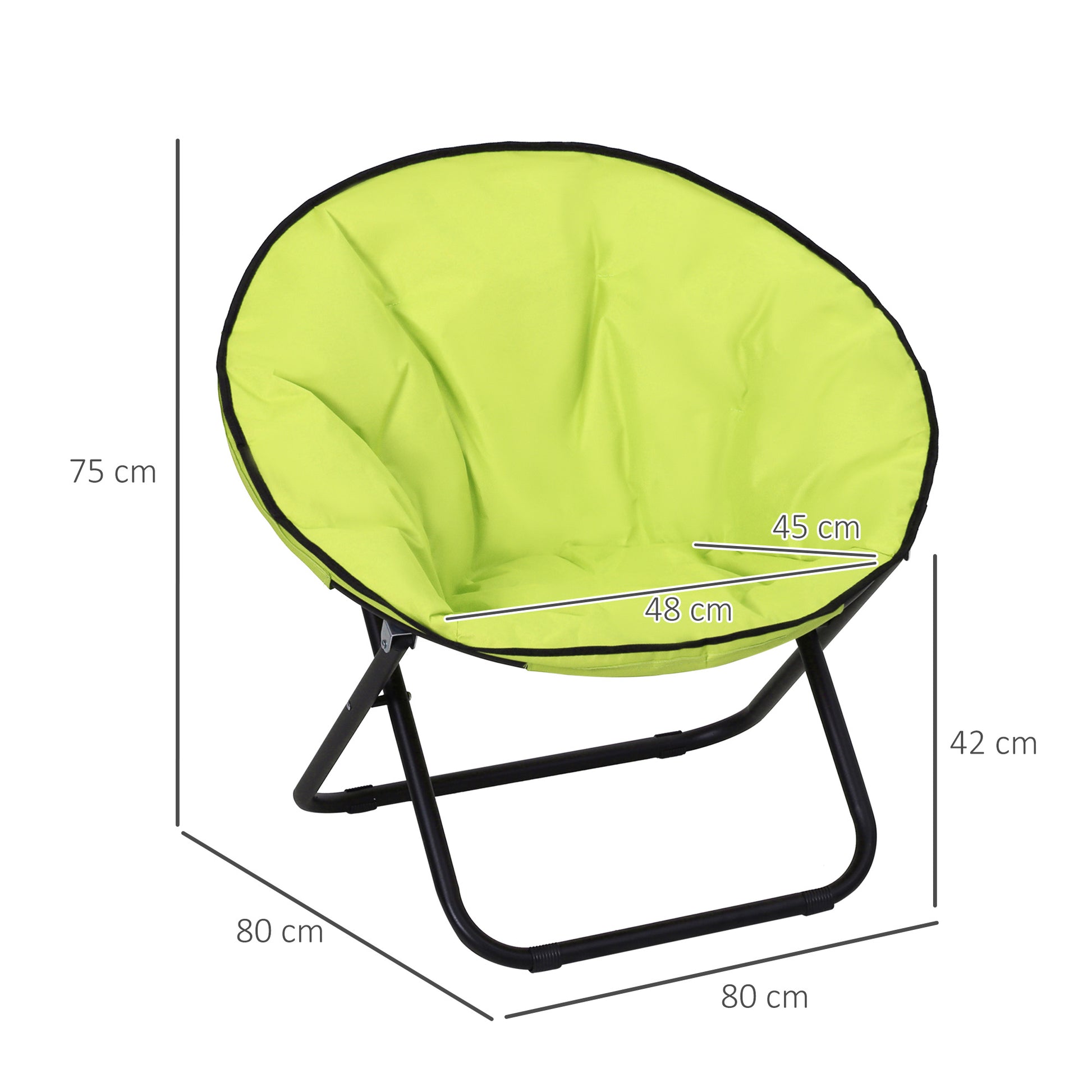 Folding Camping Chair Camp Chair with Backrest, Folding Chair up to 120kg, Padded Moon Chair Extra Wide, Foldable Outdoor Chair for Garden, Balcony, Camping, Yellow