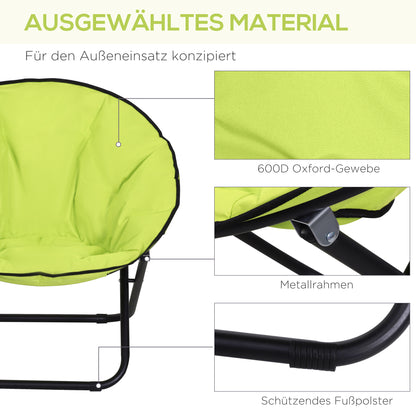Folding Camping Chair Camp Chair with Backrest, Folding Chair up to 120kg, Padded Moon Chair Extra Wide, Foldable Outdoor Chair for Garden, Balcony, Camping, Yellow
