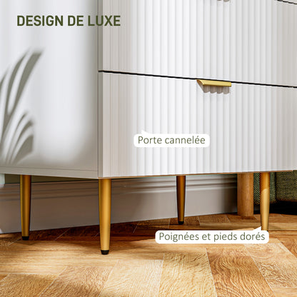 Chest of Drawers 4 Drawers Bedroom Chest Modern Storage Furniture with Handles and Golden Feet, for Bedroom, Living Room, Dimensions 60 x 40 x 96 cm, White