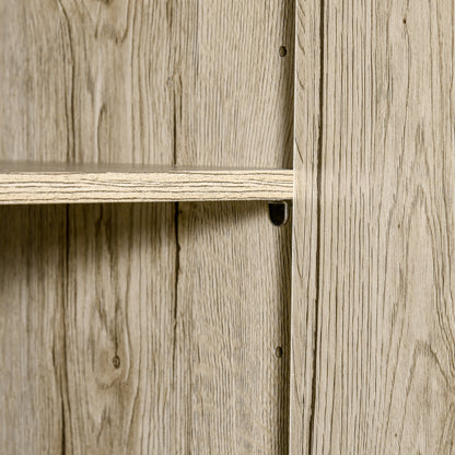 Kitchen Buffet Kitchen Cabinet Multi-Storage 2 Doors 3 Drawers 3 Shelves + Large Countertop 90L x 39W x 169H cm Two-Tone Light Oak Gray