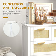 5-Drawer Chest Storage Cabinet with Solid Wood Handles and Metal Slides for Home Office Living Room Bedroom White