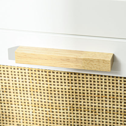 5-Drawer Chest Storage Cabinet with Solid Wood Handles and Metal Slides for Home Office Living Room Bedroom White