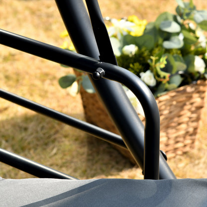 3-Seater Convertible Garden Swing with Great Comfort Adjustable Canopy Provided Mattress 2L x 1.25W x 1.7H m Metal Black Anthracite Polyester