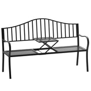 2-Seater Outdoor Bench with Extendable Table in Metal 150 x 53 x 95 cm Black