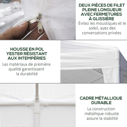 Outdoor Reception Tent Gazebo 6 removable side panels dim. 6L x 3W m, for parties, events, white