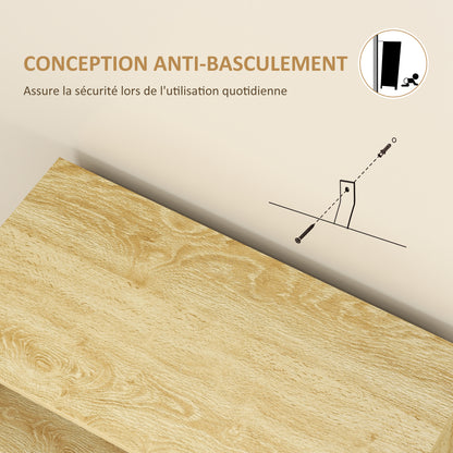 Buffet storage cabinet with 3 drawers cupboard adjustable shelf on three levels non-slip pads for living room, kitchen 60 x 30 x 81 cm natural wood