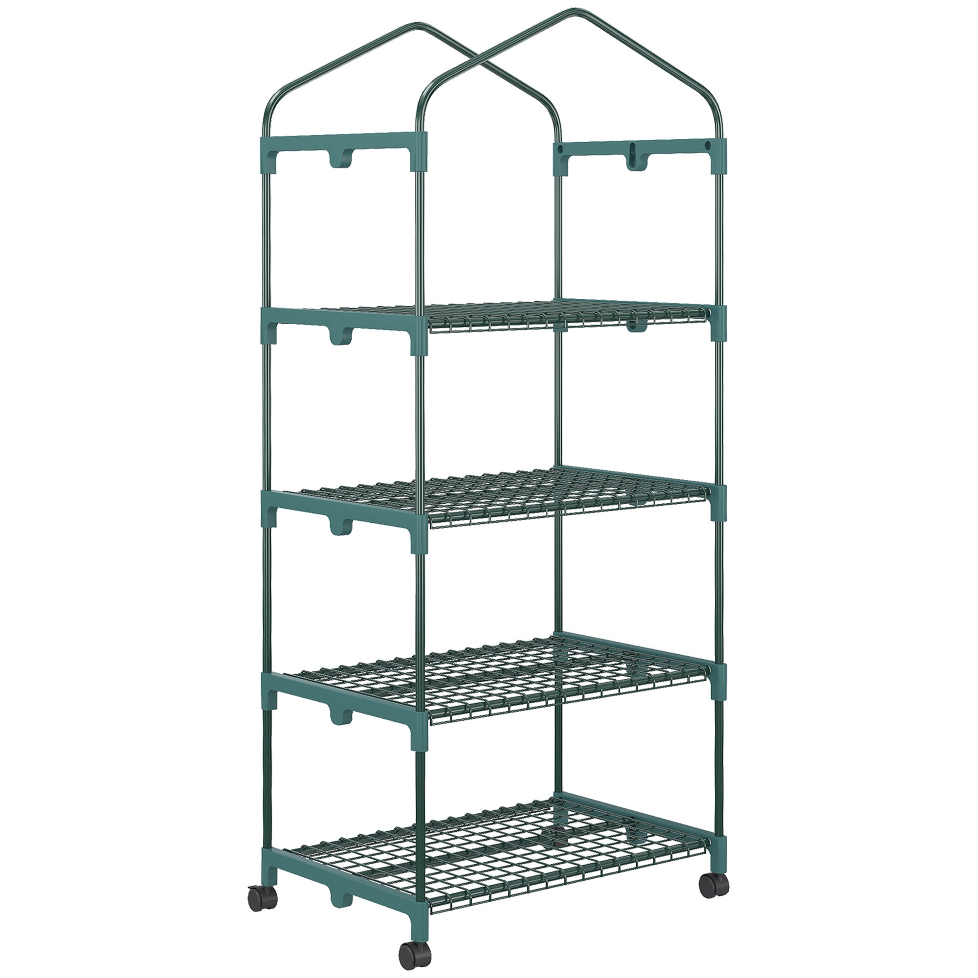 Greenhouse with Rollers, Shelves, Winterproof Steel Foil Greenhouse, Cold Frame for Balcony, Garden, Tomato House 69 x 50 x 165 cm, Tomato Greenhouse for Tomatoes, Flowers, Plants, Green