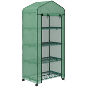 Greenhouse with Rollers, Shelves, Winterproof Steel Foil Greenhouse, Cold Frame for Balcony, Garden, Tomato House 69 x 50 x 165 cm, Tomato Greenhouse for Tomatoes, Flowers, Plants, Green