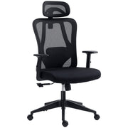 Swivel Office Chair with 2D Armrests Adjustable Height Headrest Lumbar Support and High Breathable Mesh Backrest 67x64x117-127 cm Black