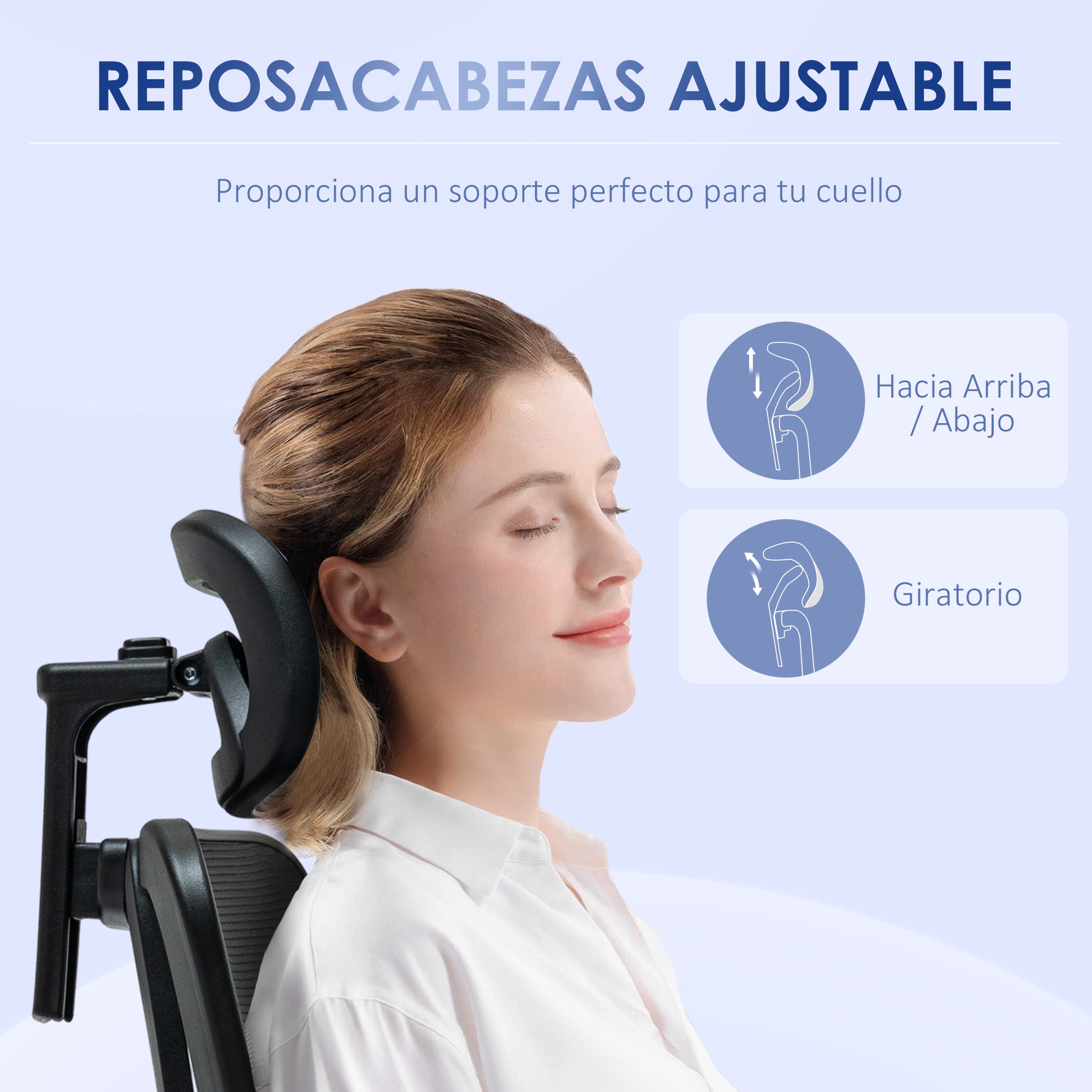 Swivel Office Chair with 2D Armrests Adjustable Height Headrest Lumbar Support and High Breathable Mesh Backrest 67x64x117-127 cm Black