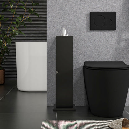 Bathroom Cabinet Toilet Paper Holder 3 Levels + Paper Outlet, Toilet Paper Stand, Space Saver, for Small Spaces, Black