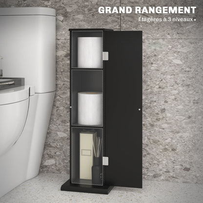 Bathroom Cabinet Toilet Paper Holder 3 Levels + Paper Outlet, Toilet Paper Stand, Space Saver, for Small Spaces, Black