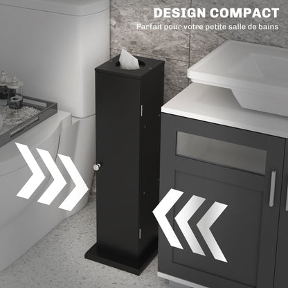 Bathroom Cabinet Toilet Paper Holder 3 Levels + Paper Outlet, Toilet Paper Stand, Space Saver, for Small Spaces, Black