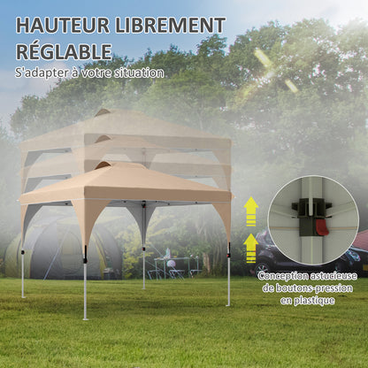 Pop-up Folding Garden Gazebo Pavilion 3 x 3 m with Wheeled Carry Bag, Adjustable Heights