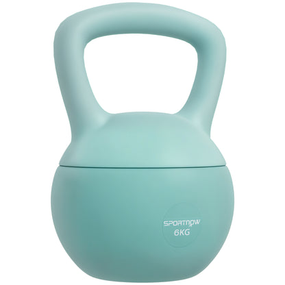 SPORTNOW 6 kg Soft Kettlebell Russian Weight Filled with Metal Sand and Non-Slip Handle for Bodybuilding Training at Home Gym Green
