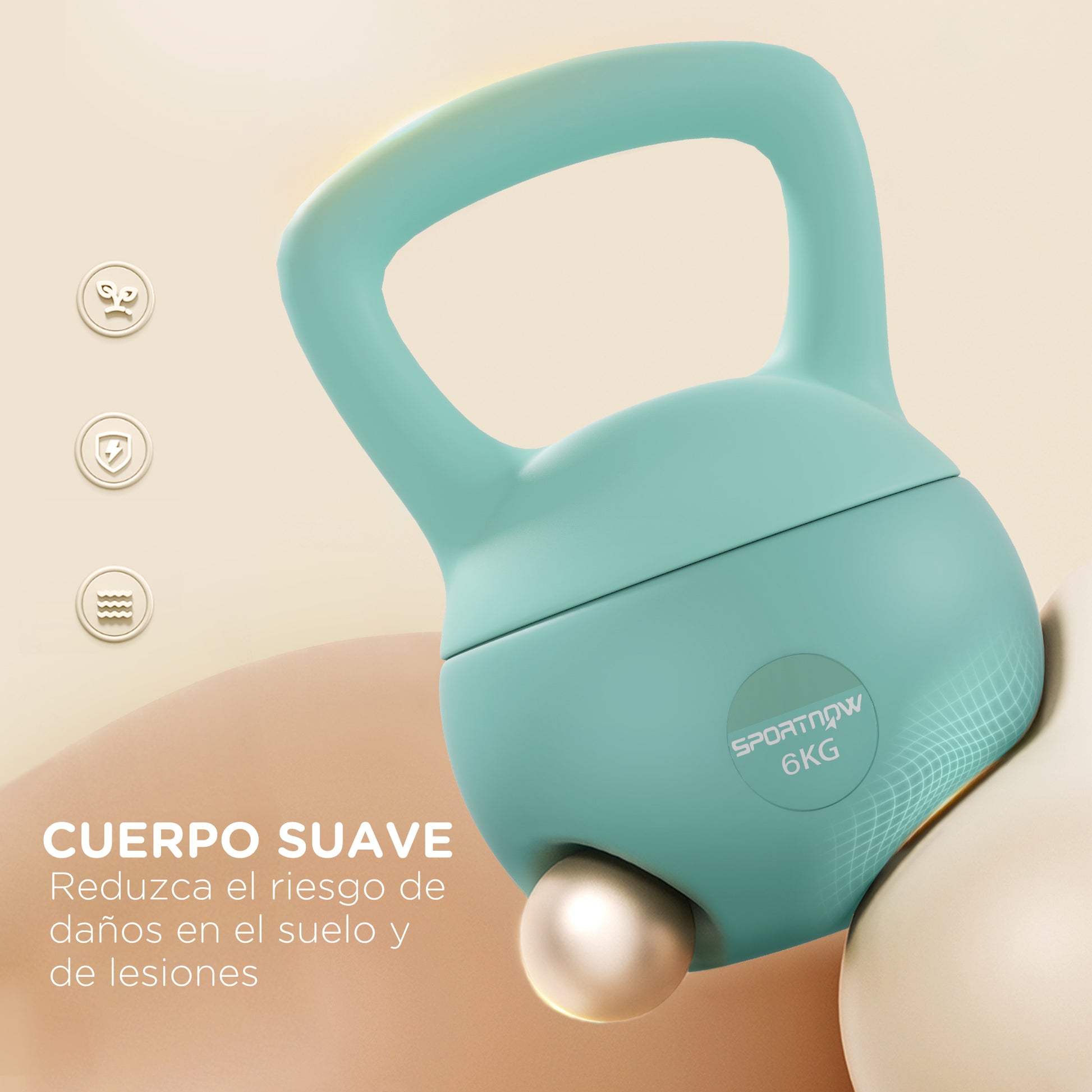 SPORTNOW 6 kg Soft Kettlebell Russian Weight Filled with Metal Sand and Non-Slip Handle for Bodybuilding Training at Home Gym Green