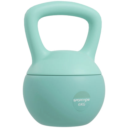 SPORTNOW 6 kg Soft Kettlebell Russian Weight Filled with Metal Sand and Non-Slip Handle for Bodybuilding Training at Home Gym Green