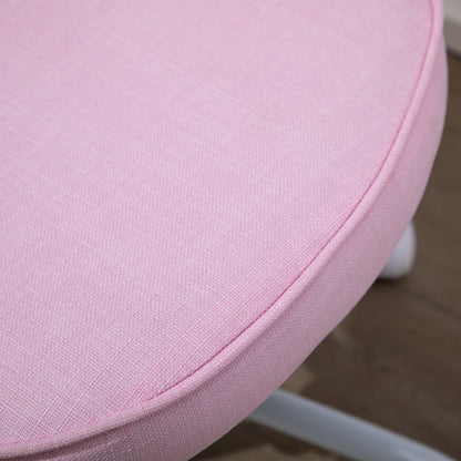 Chair Office Chair Swivel Chair Computer Chair Seat Height Adjustment for Young Users and Small Ones for Learning and Playing Cute Heart-Shaped Padding Pink Linen Fabric 40 x 50 x 79-89 cm