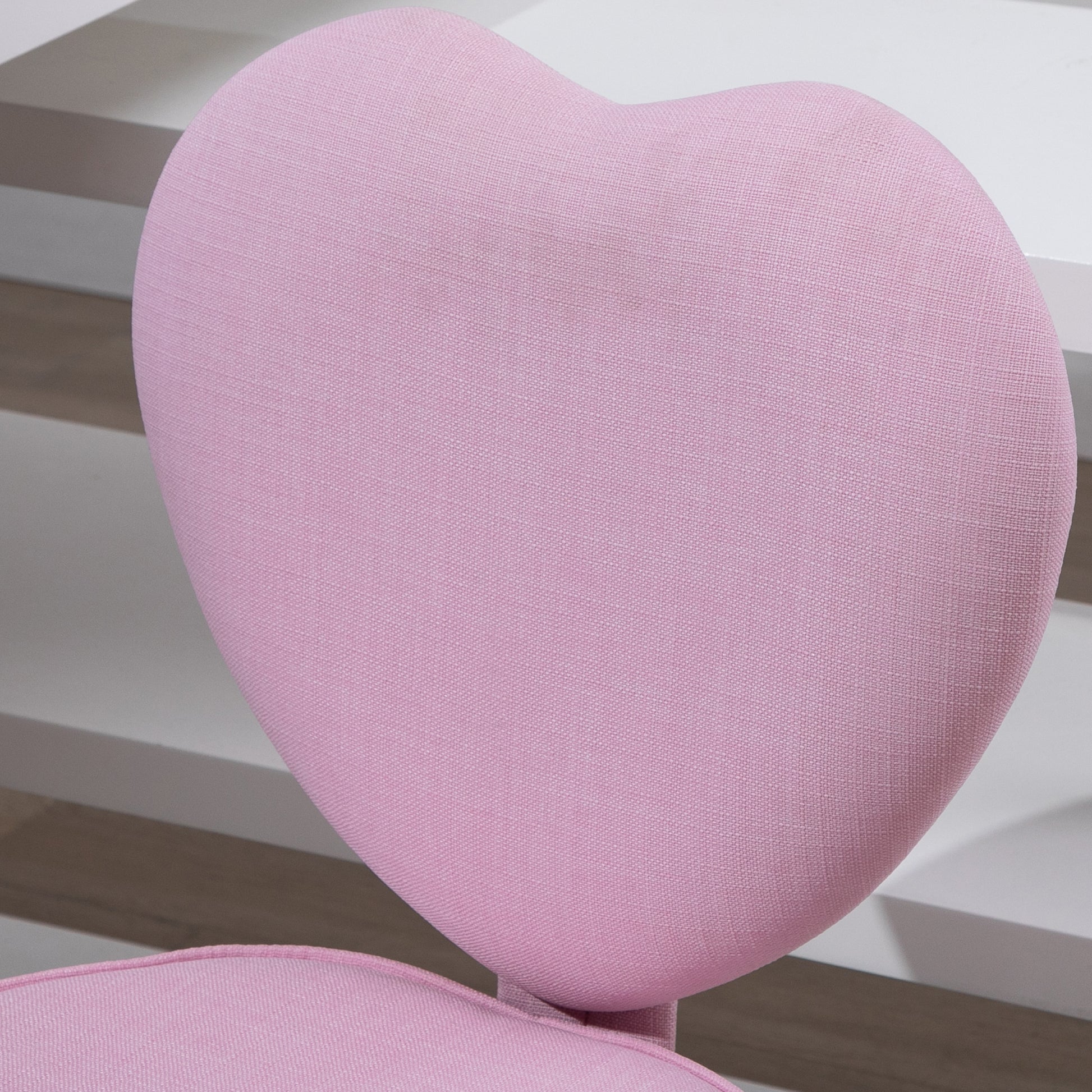 Chair Office Chair Swivel Chair Computer Chair Seat Height Adjustment for Young Users and Small Ones for Learning and Playing Cute Heart-Shaped Padding Pink Linen Fabric 40 x 50 x 79-89 cm