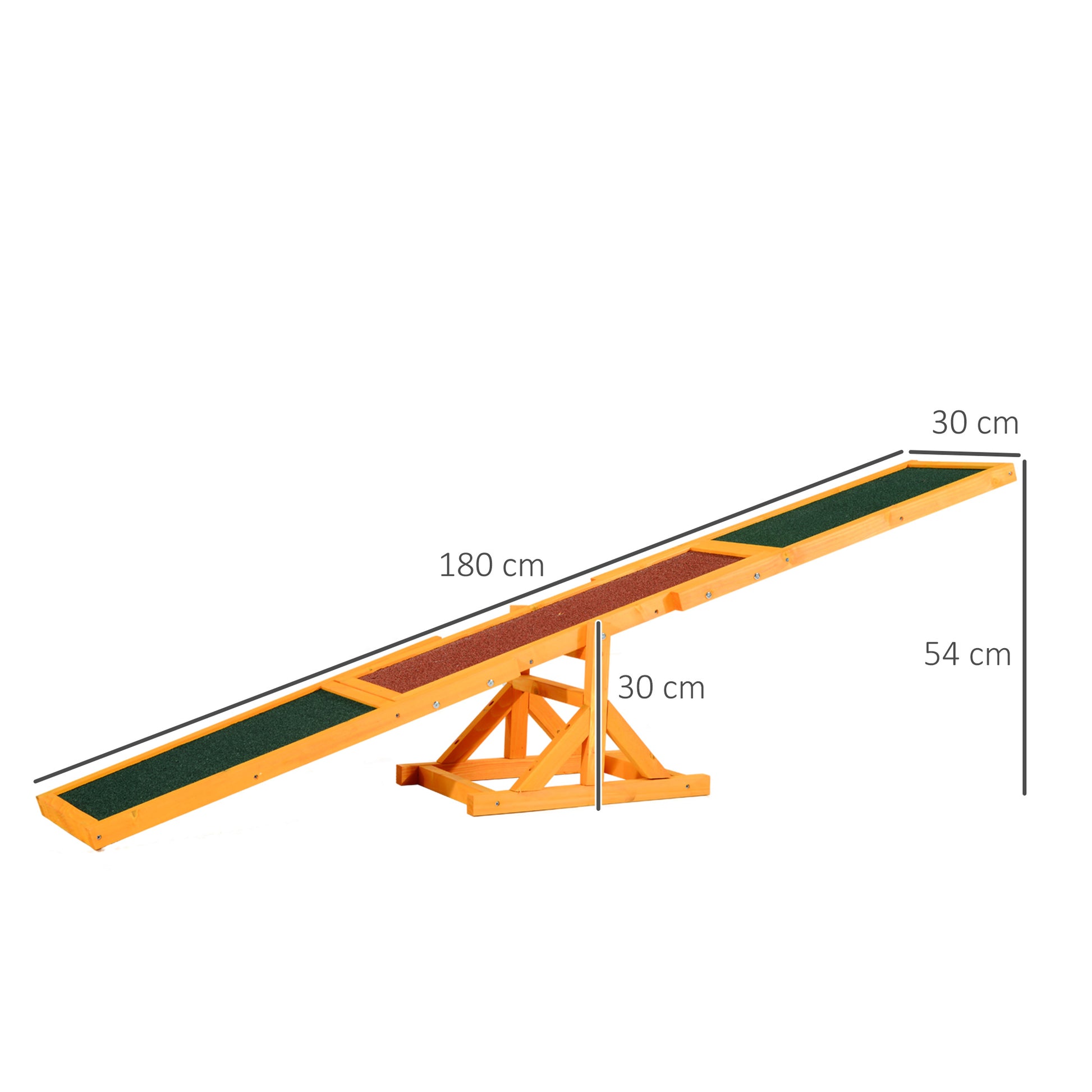 Dog Seesaw, Dog Agility Seesaw made of Wood, Non-Slip Dog Agility Ramp for Dogs under 30 kg, Weatherproof Dog Training Outdoor Dog Sport for Balance, 180 x 30 x 30 cm Natural Wood