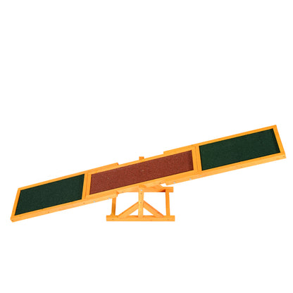 Dog Seesaw, Dog Agility Seesaw made of Wood, Non-Slip Dog Agility Ramp for Dogs under 30 kg, Weatherproof Dog Training Outdoor Dog Sport for Balance, 180 x 30 x 30 cm Natural Wood