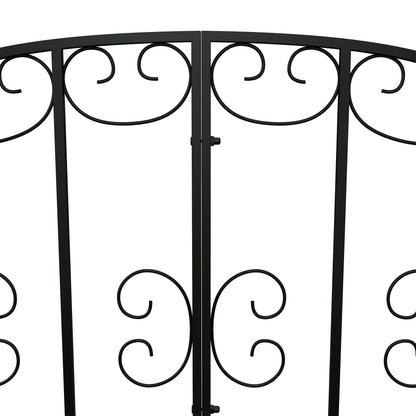 Garden Bridge Steel 1.19m Pond Bridge with Rail Decorative Bridge with Flower Pattern Decorative Bridge up to 120kg for Balcony, Terrace, Black